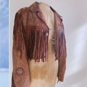 Brown Suede Fringe Leather Jacket